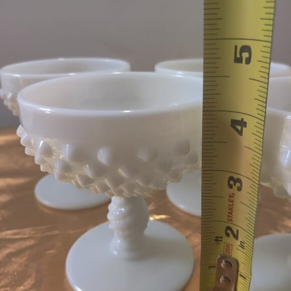 Ice Cream Cups in Hobnail, on a footed base. Amazing White Milkglass from Fenton - Picture 7 of 8
